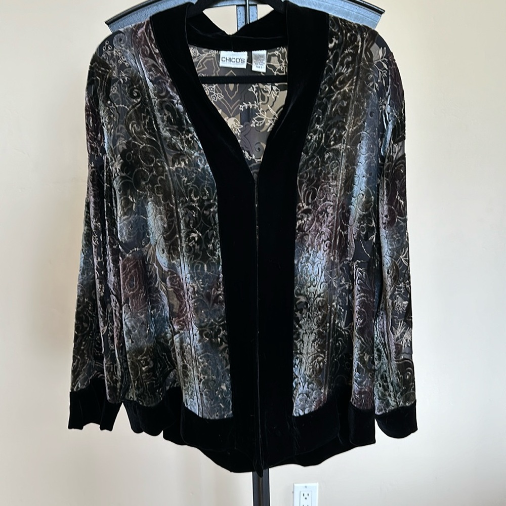 Chico’s Burn Out Velvet Jacket